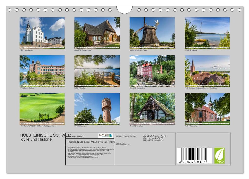 Weitere Ansicht: HOLSTEINISCHE SCHWEIZ Idylle und Historie (Wandkalender 2026 DIN A4 quer), CALVENDO Monatskalender | Melanie Viola, Calvendo