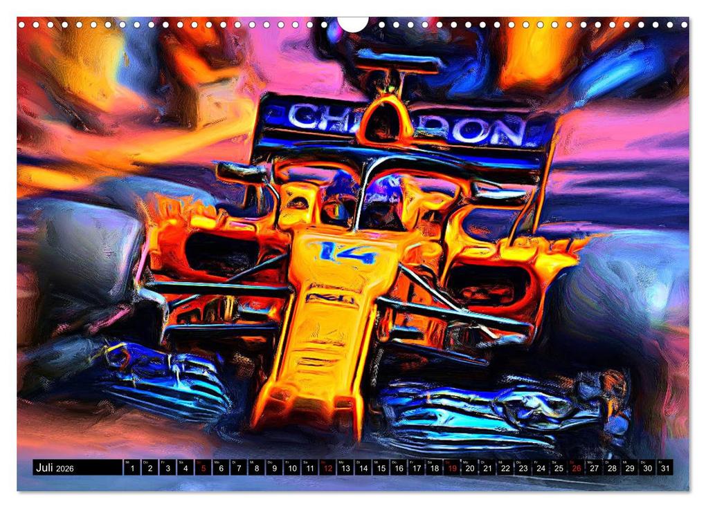Weitere Ansicht: Vollgas im Monoposto - Digital Arts rund um die Formel 1 von Jean-Louis Glineur (Wandkalender 2026 DIN A3 quer), CALVENDO Monatskalender | Jean-Louis Glineur, Calvendo