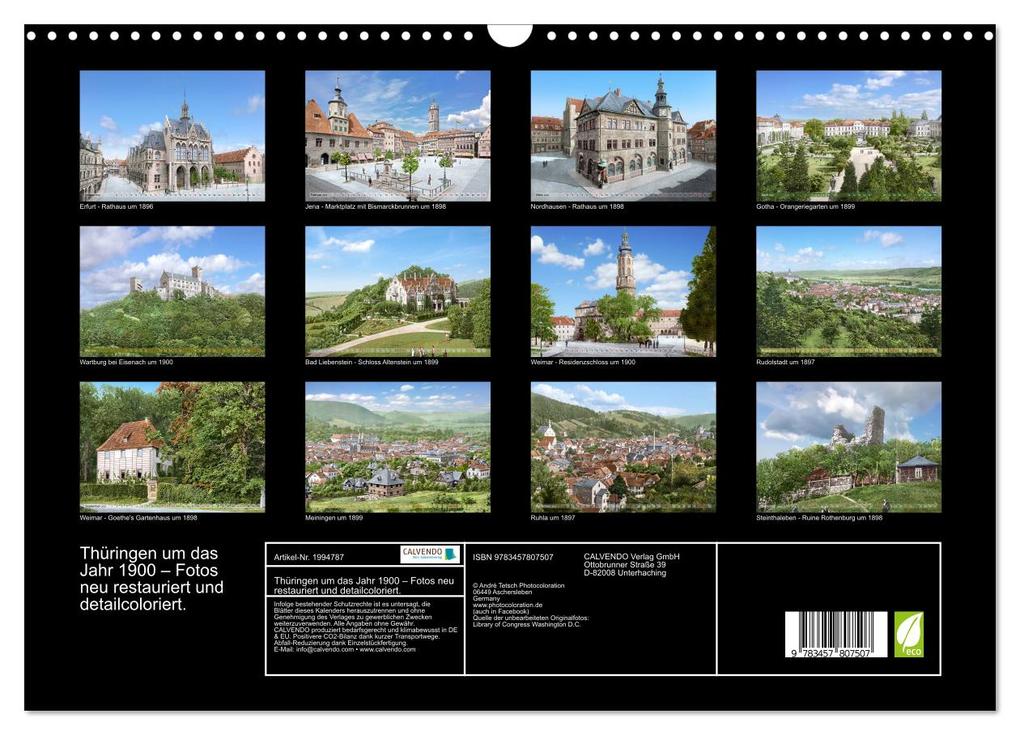 Weitere Ansicht: Thüringen um das Jahr 1900 - Fotos neu restauriert und detailcoloriert. (Wandkalender 2026 DIN A3 quer), CALVENDO Monatskalender | André Tetsch, Calvendo