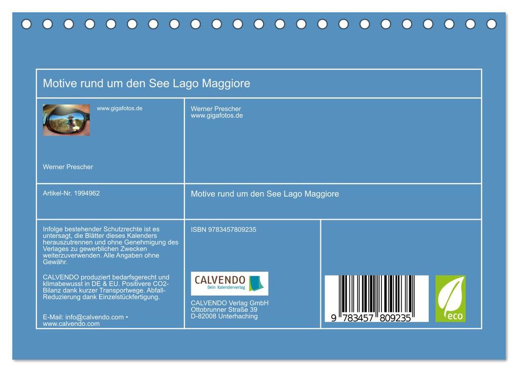 Weitere Ansicht: Motive rund um den See Lago Maggiore (Tischkalender 2026 DIN A5 quer), CALVENDO Monatskalender | Werner Prescher, Calvendo