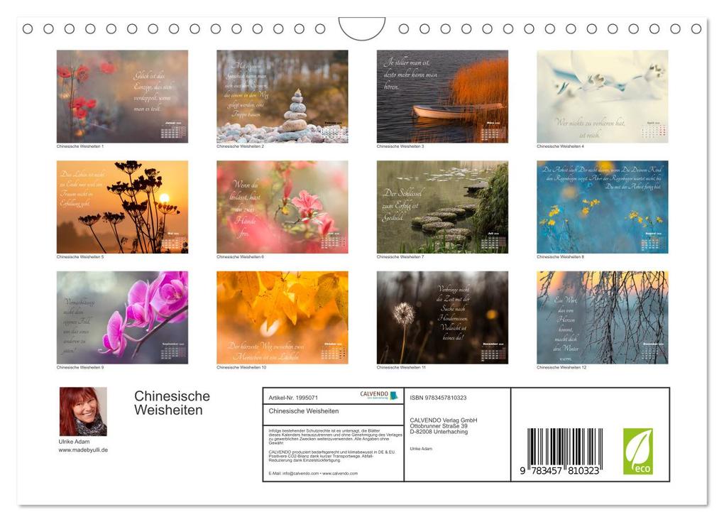Weitere Ansicht: Chinesische Weisheiten (Wandkalender 2026 DIN A4 quer), CALVENDO Monatskalender | Ulrike Adam, Calvendo