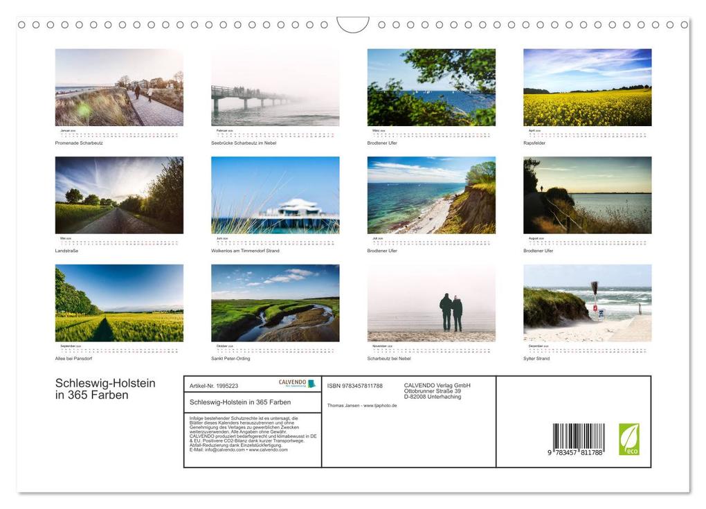 Weitere Ansicht: Schleswig-Holstein in 365 Farben (Wandkalender 2026 DIN A3 quer), CALVENDO Monatskalender | Thomas Jansen, Calvendo