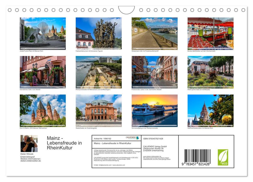 Weitere Ansicht: Mainz - Lebensfreude in RheinKultur (Wandkalender 2026 DIN A4 quer), CALVENDO Monatskalender | Calvendo, Dieter Wilczek