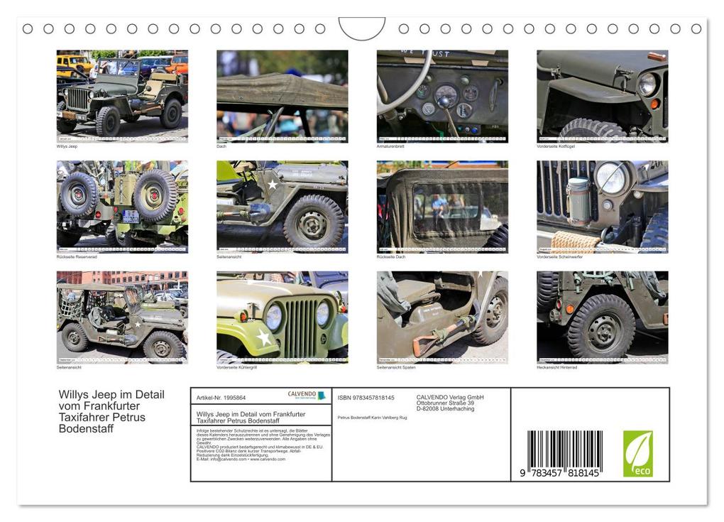 Weitere Ansicht: Willys Jeep im Detail vom Frankfurter Taxifahrer Petrus Bodenstaff (Wandkalender 2026 DIN A4 quer), CALVENDO Monatskalender | Calvendo, Petrus Bodenstaff Karin Vahlberg Ruf
