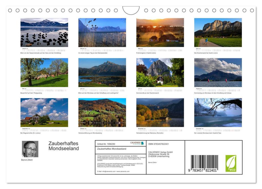Weitere Ansicht: Zauberhaftes Mondseeland (Wandkalender 2026 DIN A4 quer), CALVENDO Monatskalender | Calvendo, Bernd Zillich