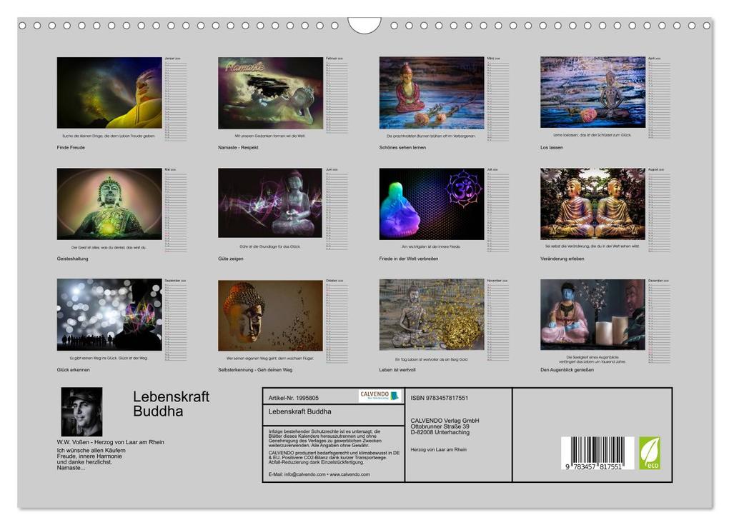Weitere Ansicht: Lebenskraft Buddha (Wandkalender 2026 DIN A3 quer), CALVENDO Monatskalender | Calvendo, W.W. Voßen - Herzog von Laar am Rhein