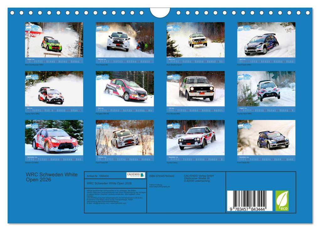 Weitere Ansicht: WRC Schweden White Open 2026 (Wandkalender 2026 DIN A4 quer), CALVENDO Monatskalender | Patrick Freiberg, Calvendo