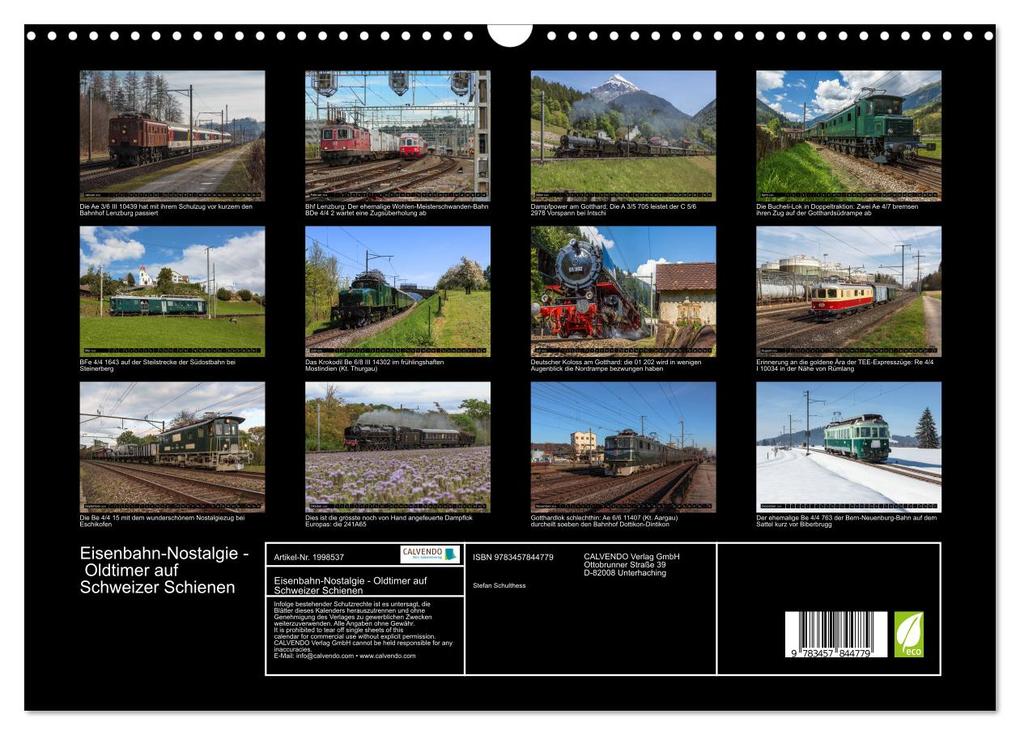 Weitere Ansicht: Eisenbahn-Nostalgie - Oldtimer auf Schweizer Schienen (Wandkalender 2026 DIN A3 quer), CALVENDO Monatskalender | Stefan Schulthess, Calvendo