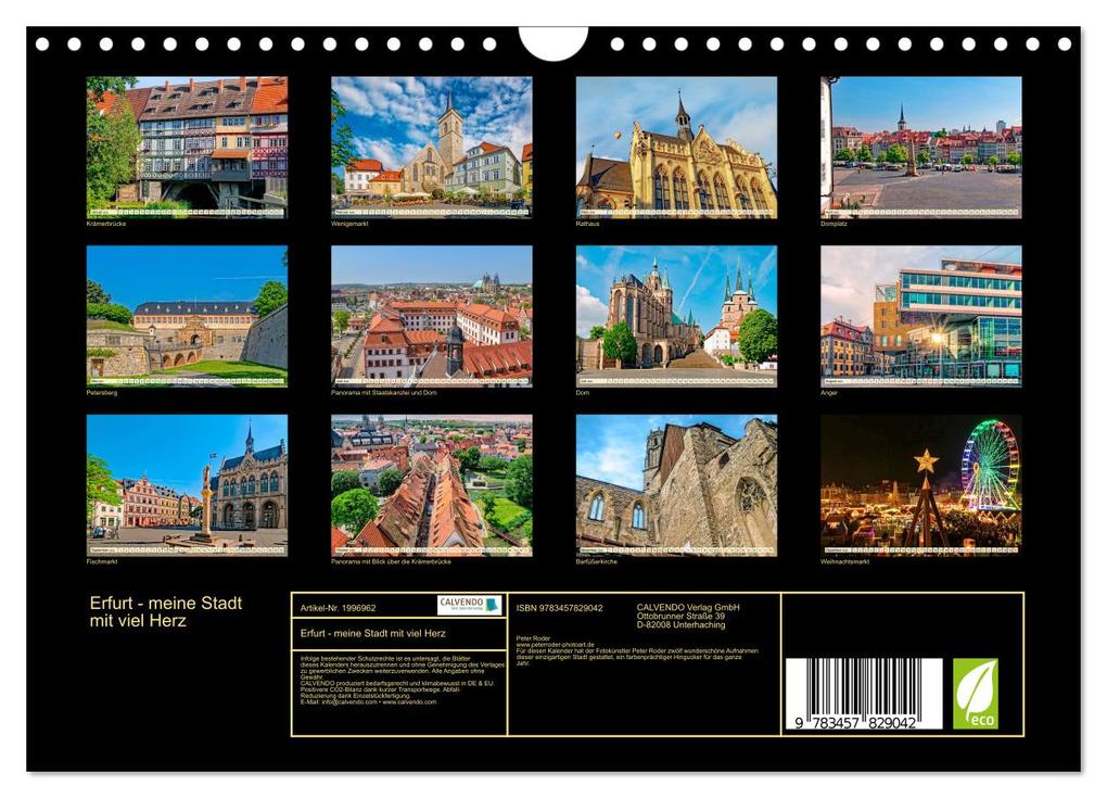 Weitere Ansicht: Erfurt - meine Stadt mit viel Herz (Wandkalender 2026 DIN A4 quer), CALVENDO Monatskalender | Peter Roder, Calvendo