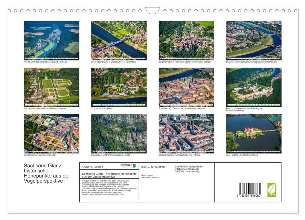 Weitere Ansicht: Sachsens Glanz - historische Höhepunkte aus der Vogelperspektive (Wandkalender 2026 DIN A3 quer), CALVENDO Monatskalender | Mario Hagen, Calvendo