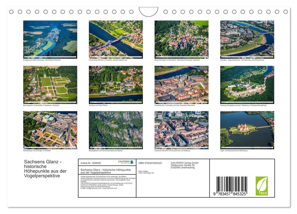 Weitere Ansicht: Sachsens Glanz - historische Höhepunkte aus der Vogelperspektive (Wandkalender 2026 DIN A4 quer), CALVENDO Monatskalender | Mario Hagen, Calvendo