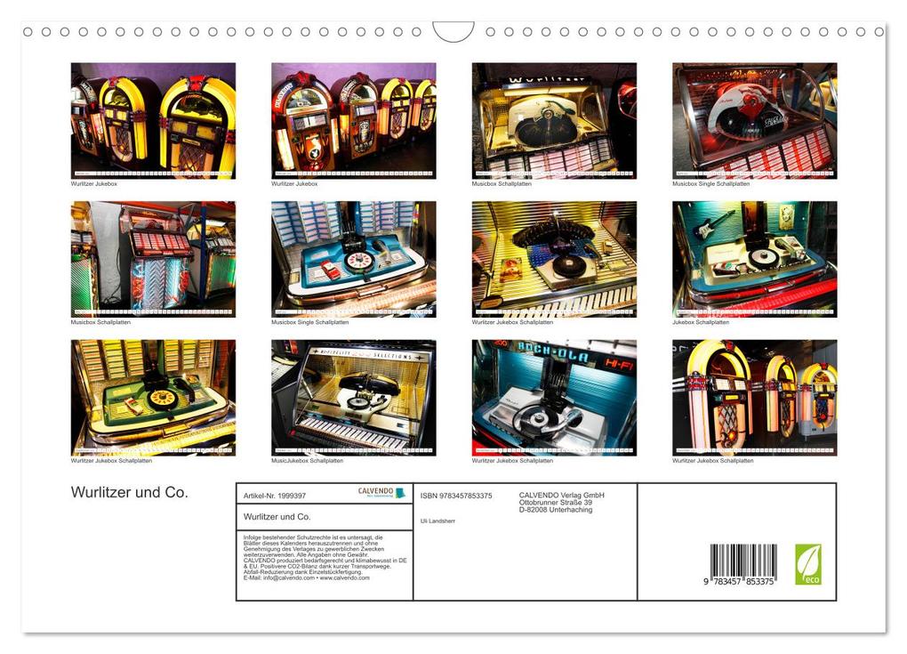Weitere Ansicht: Wurlitzer und Co. (Wandkalender 2026 DIN A3 quer), CALVENDO Monatskalender | Uli Landherr, Calvendo