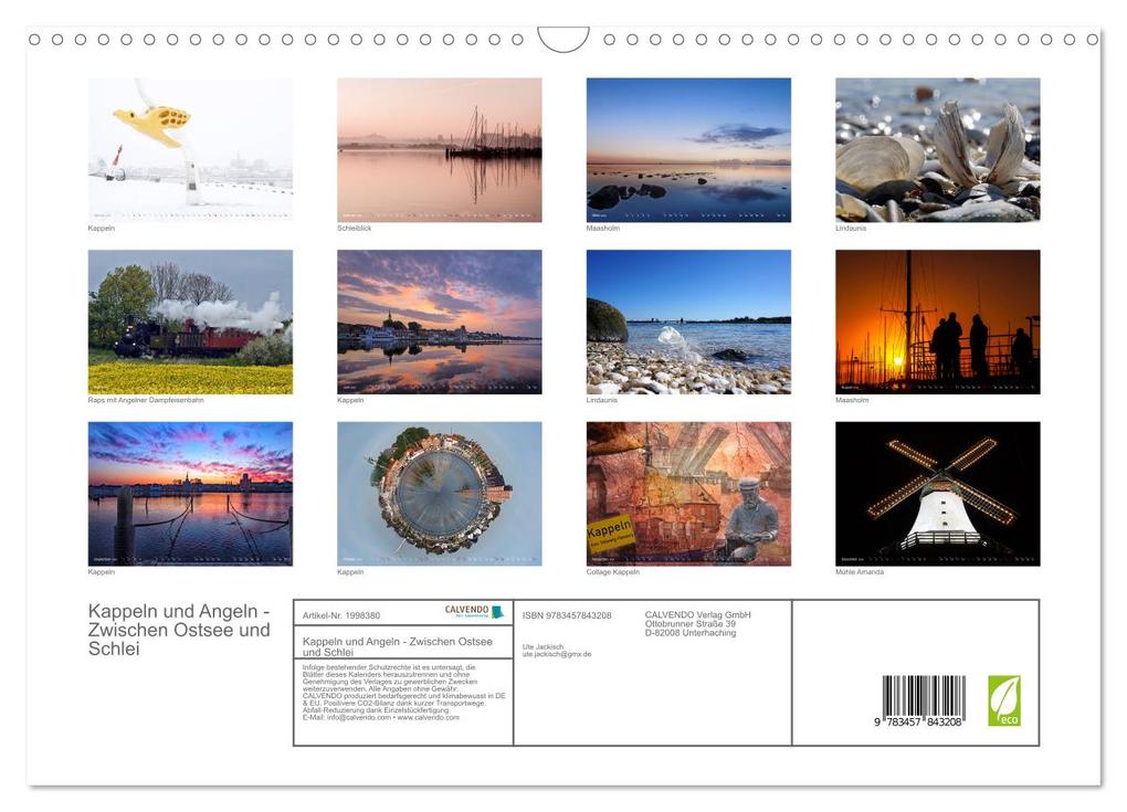 Weitere Ansicht: Kappeln und Angeln - Zwischen Ostsee und Schlei (Wandkalender 2026 DIN A3 quer), CALVENDO Monatskalender | Ute Jackisch, Calvendo