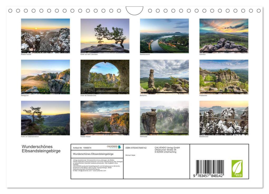 Weitere Ansicht: Wunderschönes Elbsandsteingebirge (Wandkalender 2026 DIN A4 quer), CALVENDO Monatskalender | Michael Valjak, Calvendo