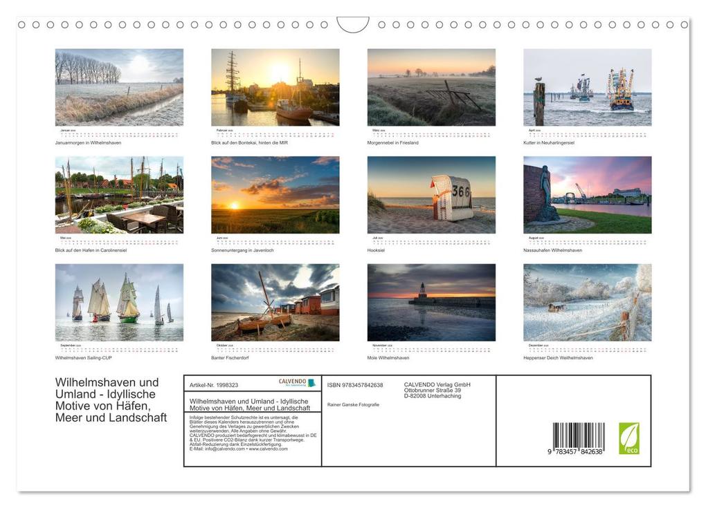 Weitere Ansicht: Wilhelmshaven und Umland - Idyllische Motive von Häfen, Meer und Landschaft (Wandkalender 2026 DIN A3 quer), CALVENDO Monatskalender | Rainer Ganske Fotografie, Calvendo