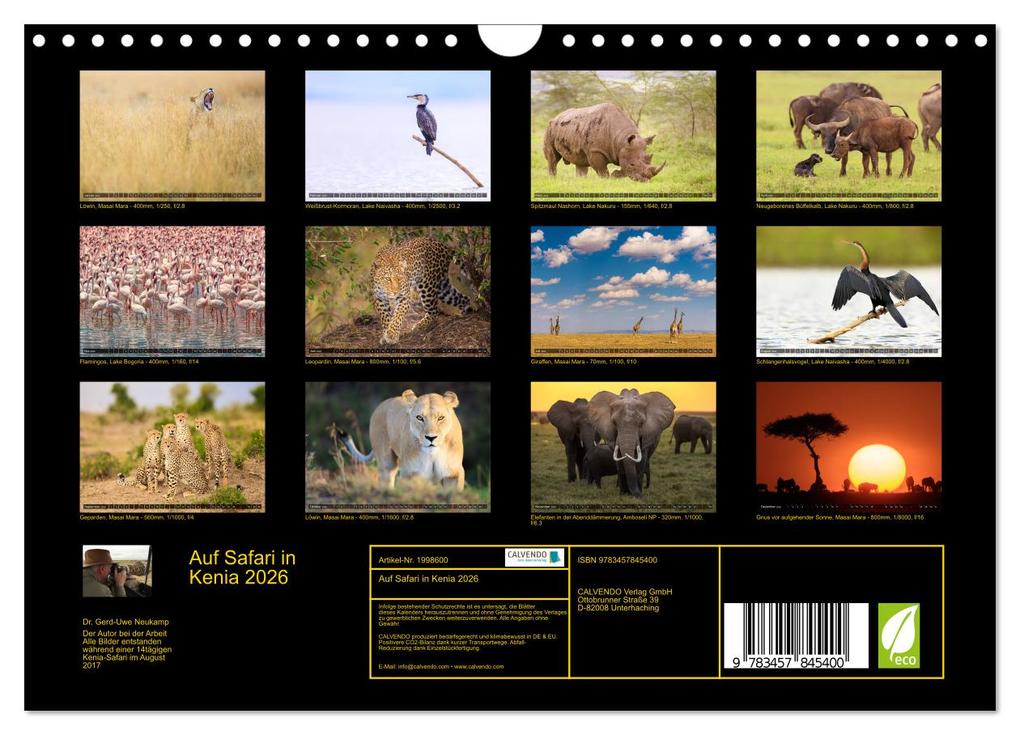 Weitere Ansicht: Auf Safari in Kenia 2026 (Wandkalender 2026 DIN A4 quer), CALVENDO Monatskalender | Dr. Gerd-Uwe Neukamp, Calvendo
