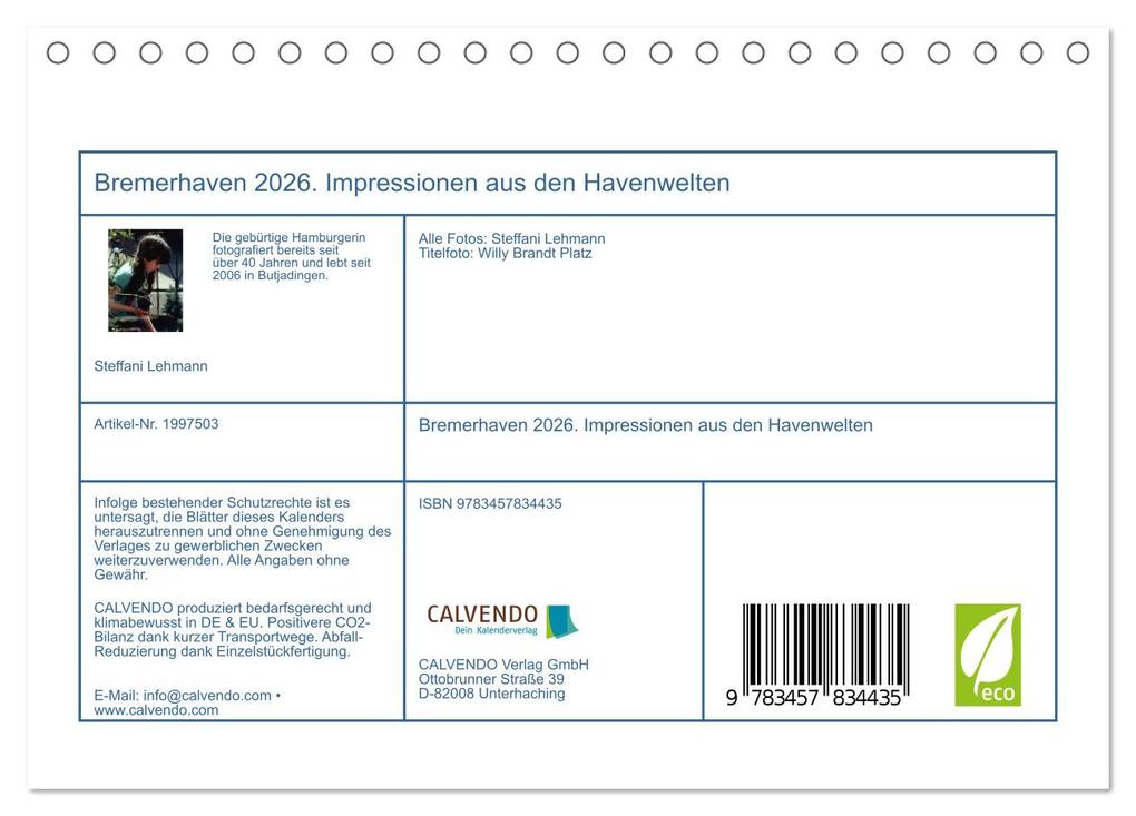 Weitere Ansicht: Bremerhaven 2026. Impressionen aus den Havenwelten (Tischkalender 2026 DIN A5 quer), CALVENDO Monatskalender | Steffani Lehmann, Calvendo