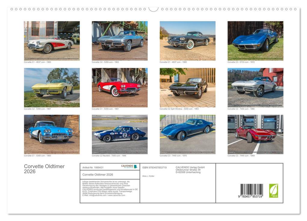 Weitere Ansicht: Corvette Oldtimer 2026 (Wandkalender 2026 DIN A2 quer), CALVENDO Monatskalender | Alois J. Koller, Calvendo