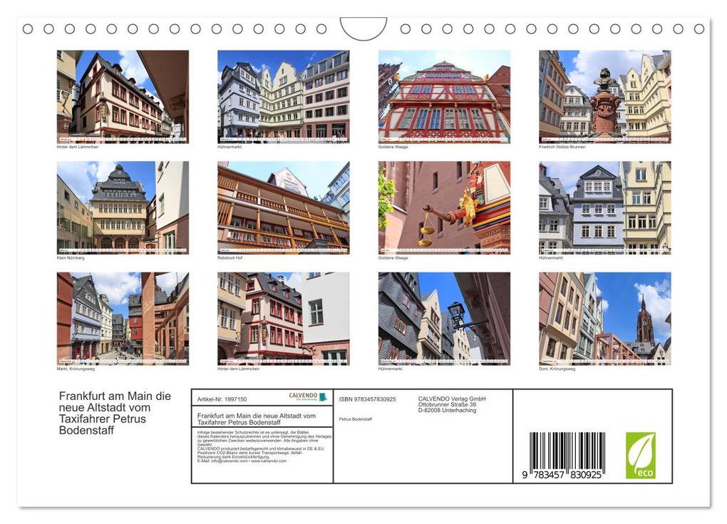 Weitere Ansicht: Frankfurt am Main die neue Altstadt vom Taxifahrer Petrus Bodenstaff (Wandkalender 2026 DIN A4 quer), CALVENDO Monatskalender | Petrus Bodenstaff, Calvendo