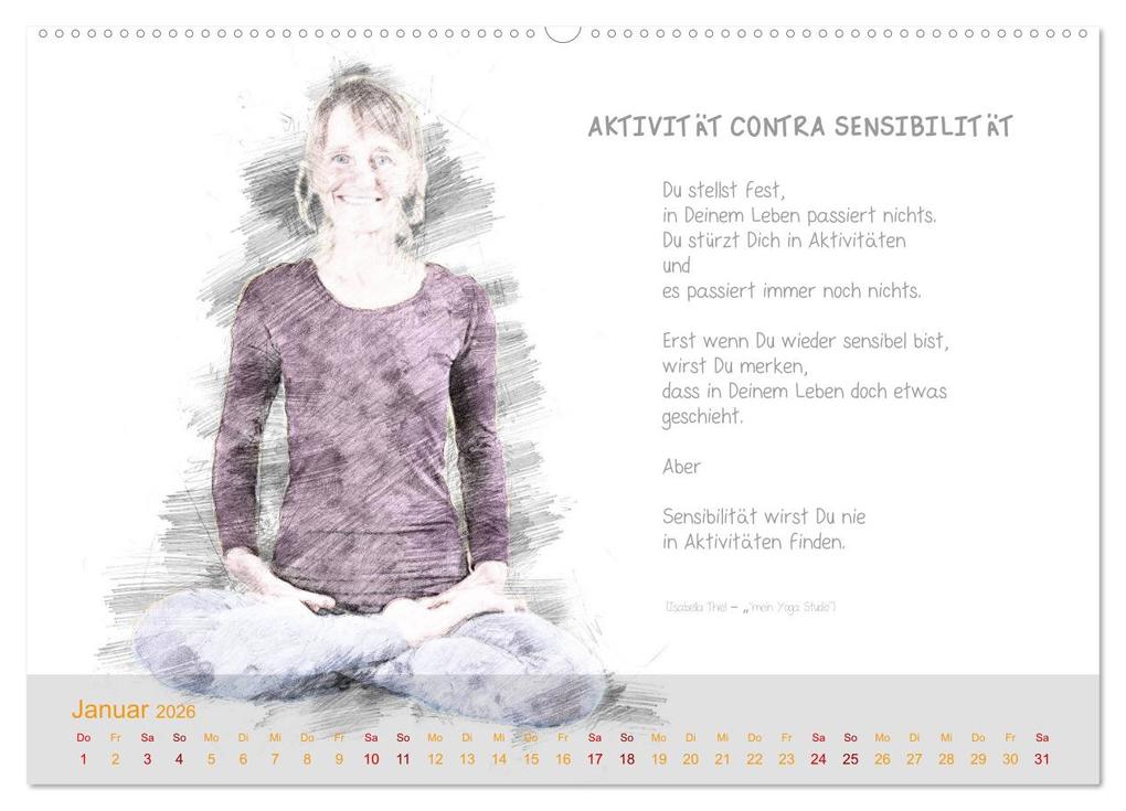 Weitere Ansicht: YOGA Inspirationen mit Texten zum Nachdenken (hochwertiger Premium Wandkalender 2026 DIN A2 quer), Kunstdruck in Hochglanz | Isabella Thiel, Calvendo