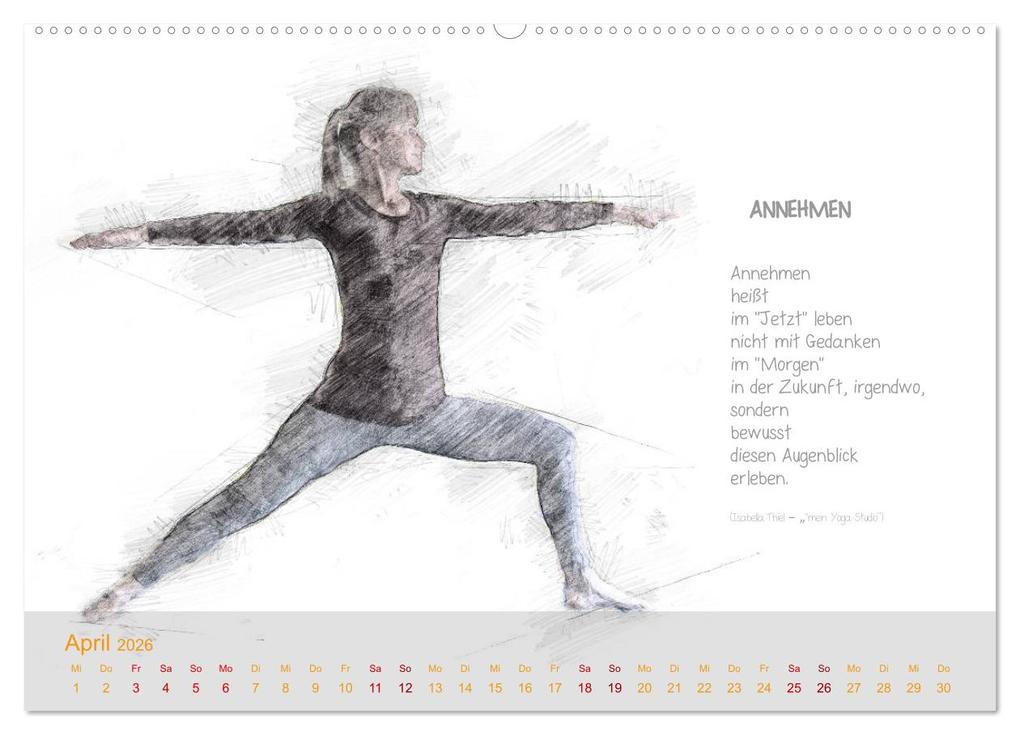 Weitere Ansicht: YOGA Inspirationen mit Texten zum Nachdenken (hochwertiger Premium Wandkalender 2026 DIN A2 quer), Kunstdruck in Hochglanz | Isabella Thiel, Calvendo