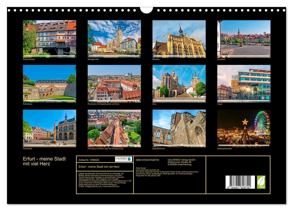 Weitere Ansicht: Erfurt - meine Stadt mit viel Herz (Wandkalender 2026 DIN A3 quer), CALVENDO Monatskalender | Peter Roder, Calvendo