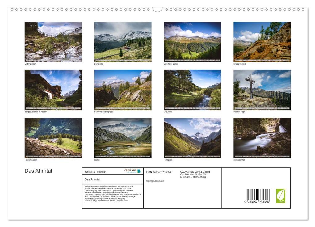 Weitere Ansicht: Das Ahrntal (hochwertiger Premium Wandkalender 2026 DIN A2 quer), Kunstdruck in Hochglanz | Hans Deutschmann, Calvendo