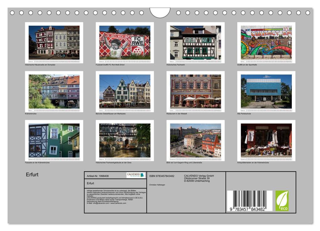 Weitere Ansicht: Erfurt (Wandkalender 2026 DIN A4 quer), CALVENDO Monatskalender | Christian Hallweger, Calvendo