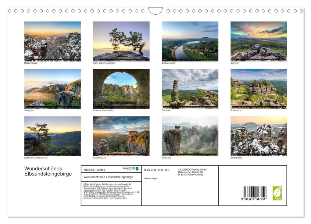 Weitere Ansicht: Wunderschönes Elbsandsteingebirge (Wandkalender 2026 DIN A3 quer), CALVENDO Monatskalender | Michael Valjak, Calvendo