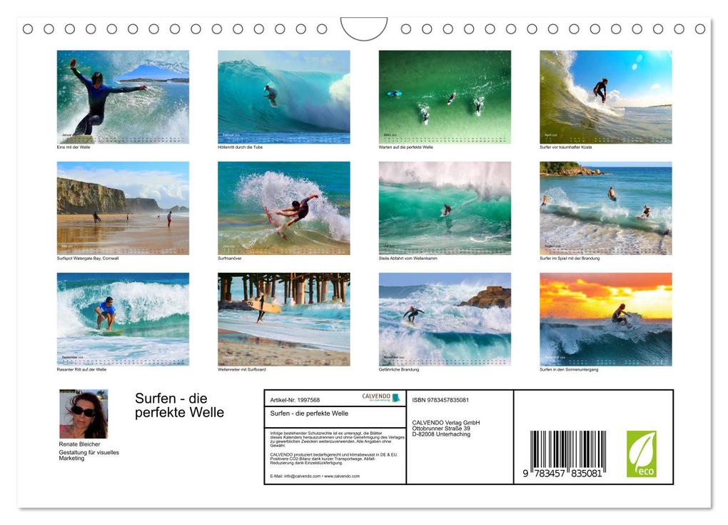 Weitere Ansicht: Surfen - die perfekte Welle (Wandkalender 2026 DIN A4 quer), CALVENDO Monatskalender | Renate Bleicher, Calvendo