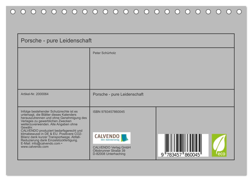 Weitere Ansicht: Porsche - pure Leidenschaft (Tischkalender 2026 DIN A5 quer), CALVENDO Monatskalender | Calvendo, Peter Schürholz
