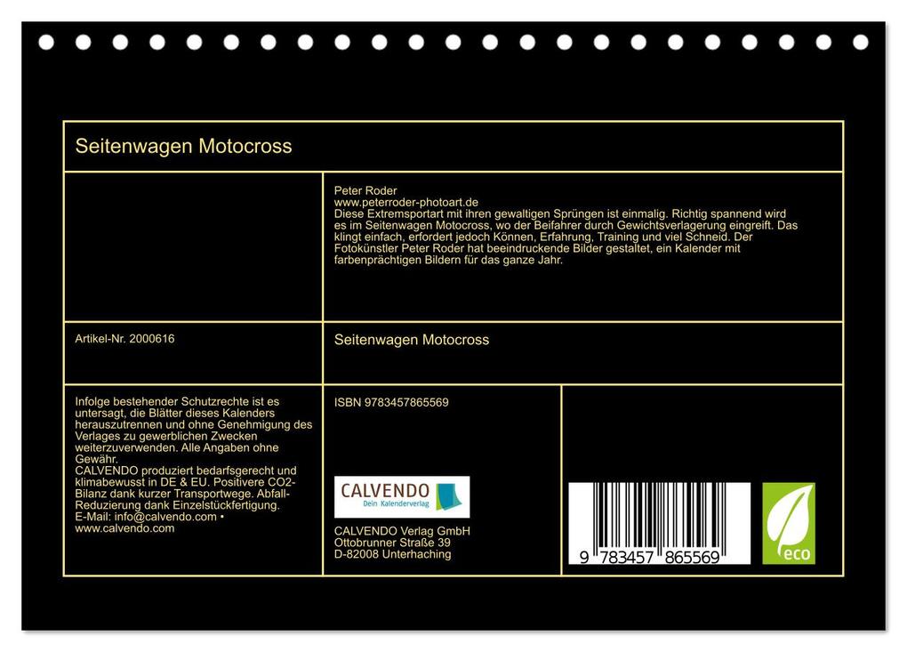 Weitere Ansicht: Seitenwagen Motocross (Tischkalender 2026 DIN A5 quer), CALVENDO Monatskalender | Calvendo, Peter Roder