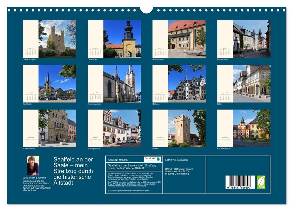 Weitere Ansicht: Saalfeld an der Saale - mein Streifzug durch die historische Altstadt (Wandkalender 2026 DIN A3 quer), CALVENDO Monatskalender | Calvendo, Jana Thiem-Eberitsch