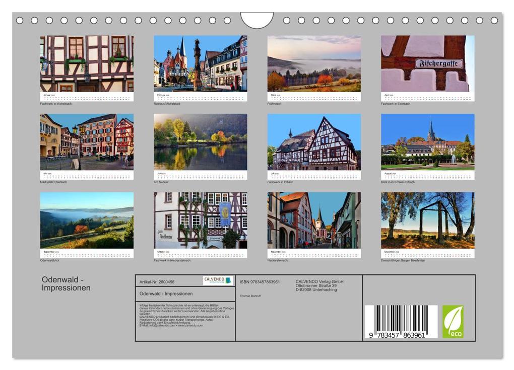 Weitere Ansicht: Odenwald - Impressionen (Wandkalender 2026 DIN A4 quer), CALVENDO Monatskalender | Calvendo, Thomas Bartruff