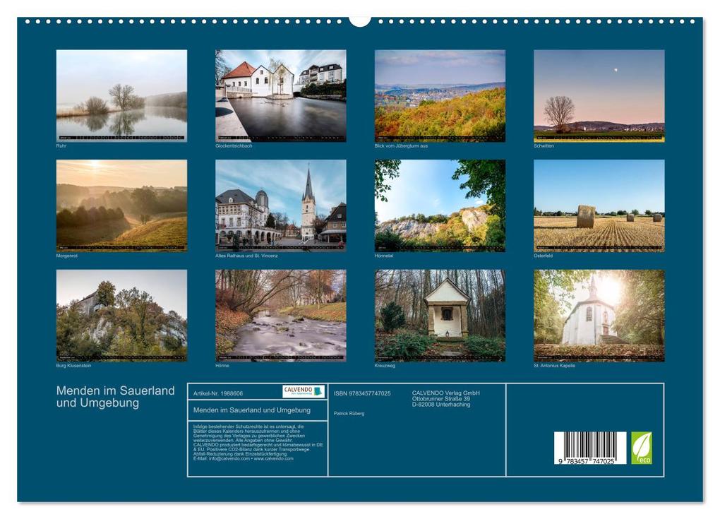 Weitere Ansicht: Menden im Sauerland und Umgebung (hochwertiger Premium Wandkalender 2026 DIN A2 quer), Kunstdruck in Hochglanz | Calvendo, Patrick Rüberg