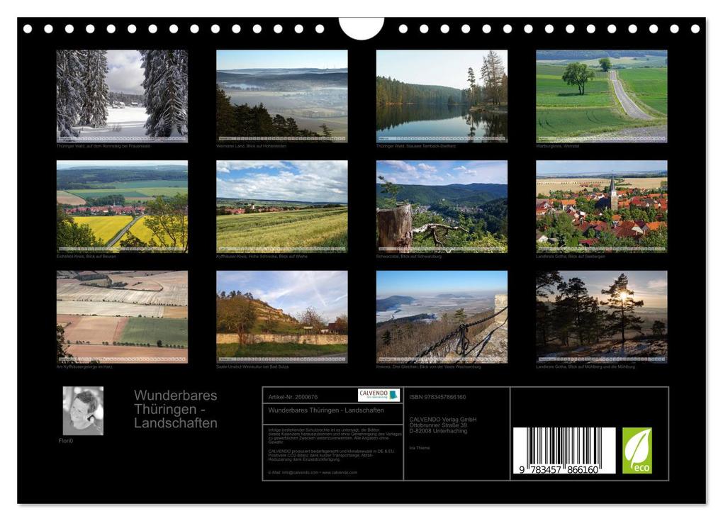 Weitere Ansicht: Wunderbares Thüringen - Landschaften (Wandkalender 2026 DIN A4 quer), CALVENDO Monatskalender | Calvendo, Flori0, Flori0 Flori0
