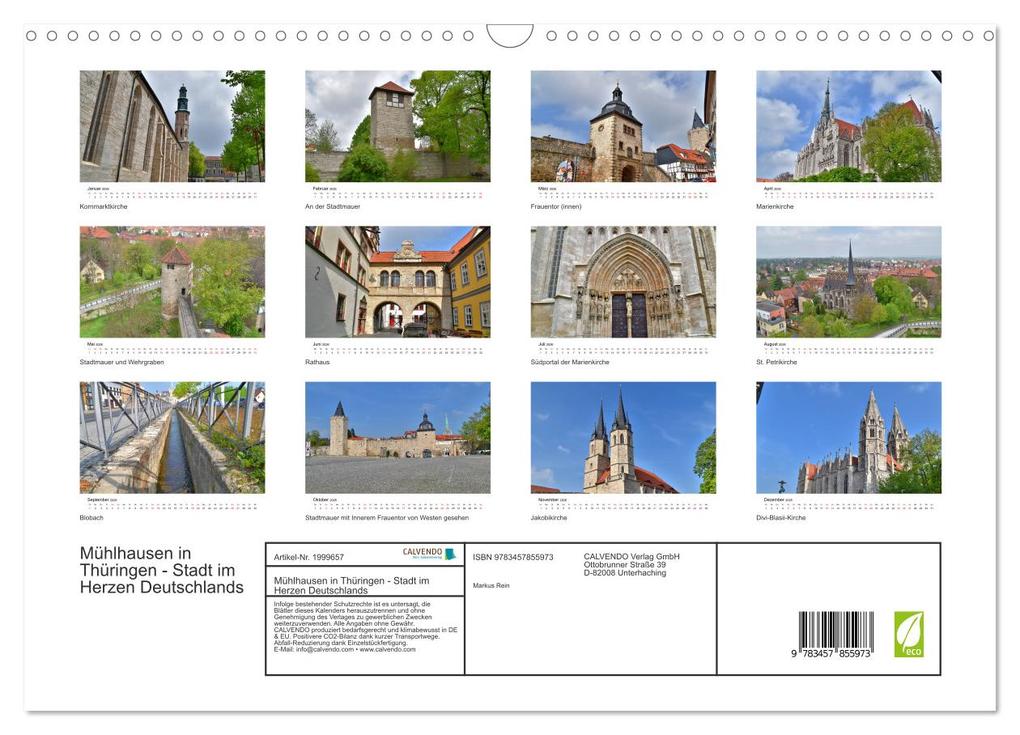 Weitere Ansicht: Mühlhausen in Thüringen - Stadt im Herzen Deutschlands (Wandkalender 2026 DIN A3 quer), CALVENDO Monatskalender | Calvendo, Markus Rein