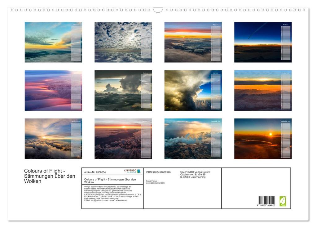 Weitere Ansicht: Colours of Flight - Stimmungen über den Wolken (Wandkalender 2026 DIN A2 quer), CALVENDO Monatskalender | Calvendo, Denis Feiner