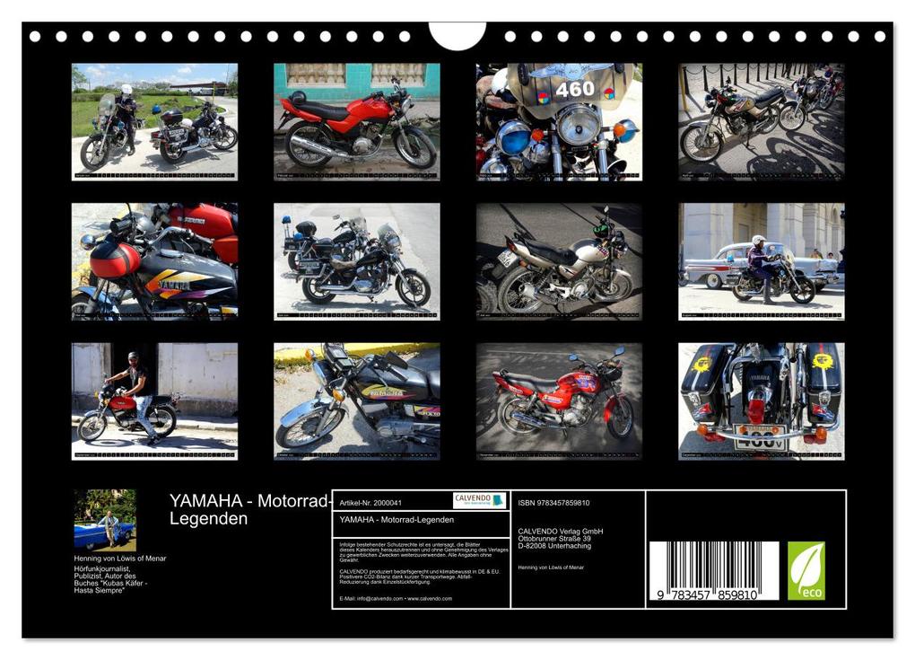 Weitere Ansicht: YAMAHA - Motorrad-Legenden (Wandkalender 2026 DIN A4 quer), CALVENDO Monatskalender | Calvendo, Henning von Löwis of Menar