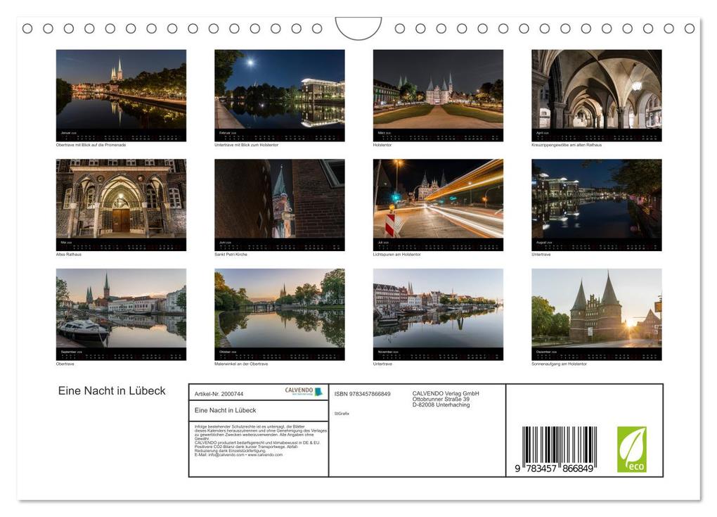 Weitere Ansicht: Eine Nacht in Lübeck (Wandkalender 2026 DIN A4 quer), CALVENDO Monatskalender | Calvendo, StGrafix, StGrafix StGrafix
