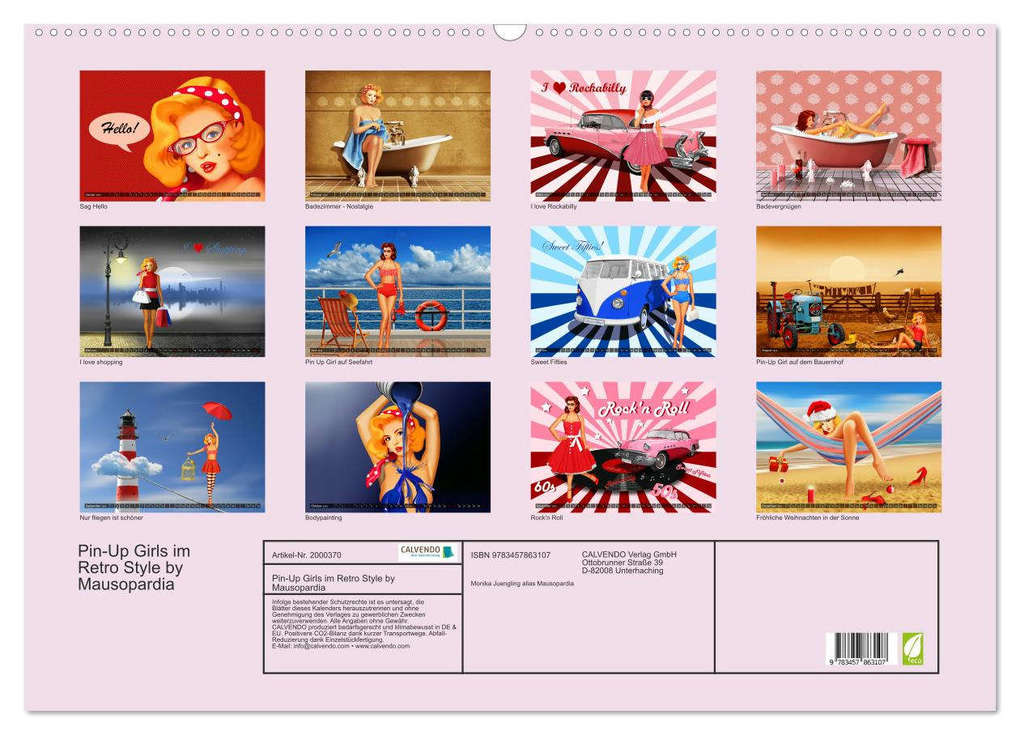 Weitere Ansicht: Pin-Up Girls im Retro Style by Mausopardia (Wandkalender 2026 DIN A2 quer), CALVENDO Monatskalender | Calvendo, Monika Jüngling alias Mausopardia