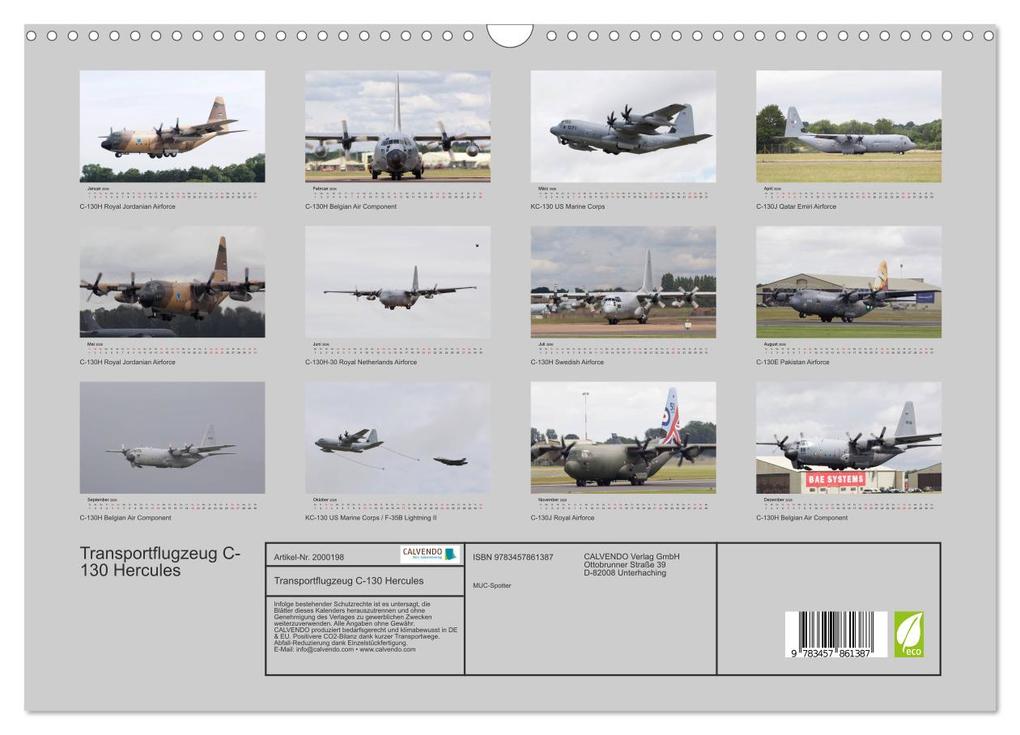Weitere Ansicht: Transportflugzeug C-130 Hercules (Wandkalender 2026 DIN A3 quer), CALVENDO Monatskalender | Calvendo, MUC-Spotter, MUC-Spotter MUC-Spotter