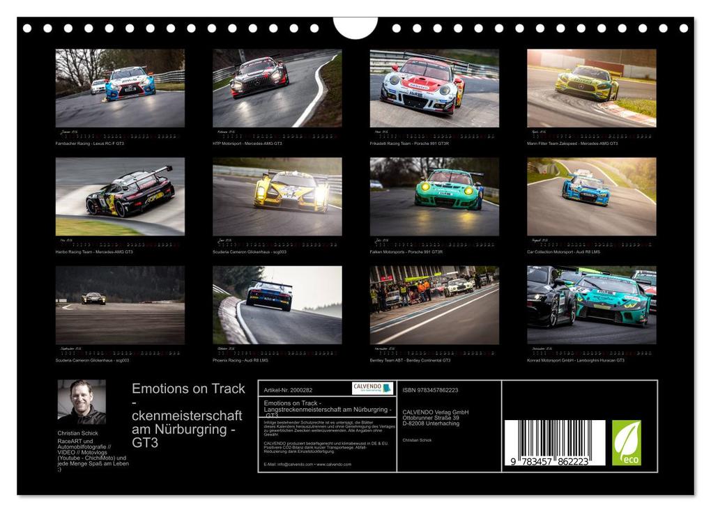 Weitere Ansicht: Emotions on Track - Langstreckenmeisterschaft am Nürburgring - GT3 (Wandkalender 2026 DIN A4 quer), CALVENDO Monatskalender | Calvendo, Christian Schick