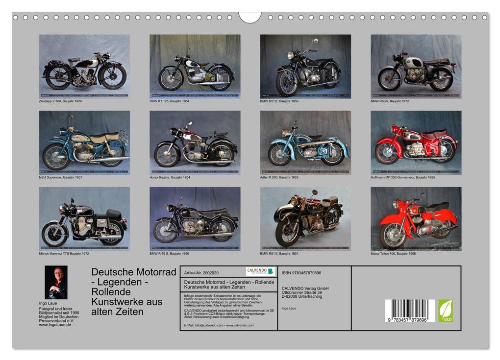 Weitere Ansicht: Deutsche Motorrad - Legenden - Rollende Kunstwerke aus alten Zeiten (Wandkalender 2026 DIN A3 quer), CALVENDO Monatskalender | Ingo Laue, Calvendo