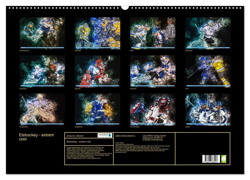 Weitere Ansicht: Eishockey - extrem cool (Wandkalender 2026 DIN A2 quer), CALVENDO Monatskalender | Peter Roder, Calvendo