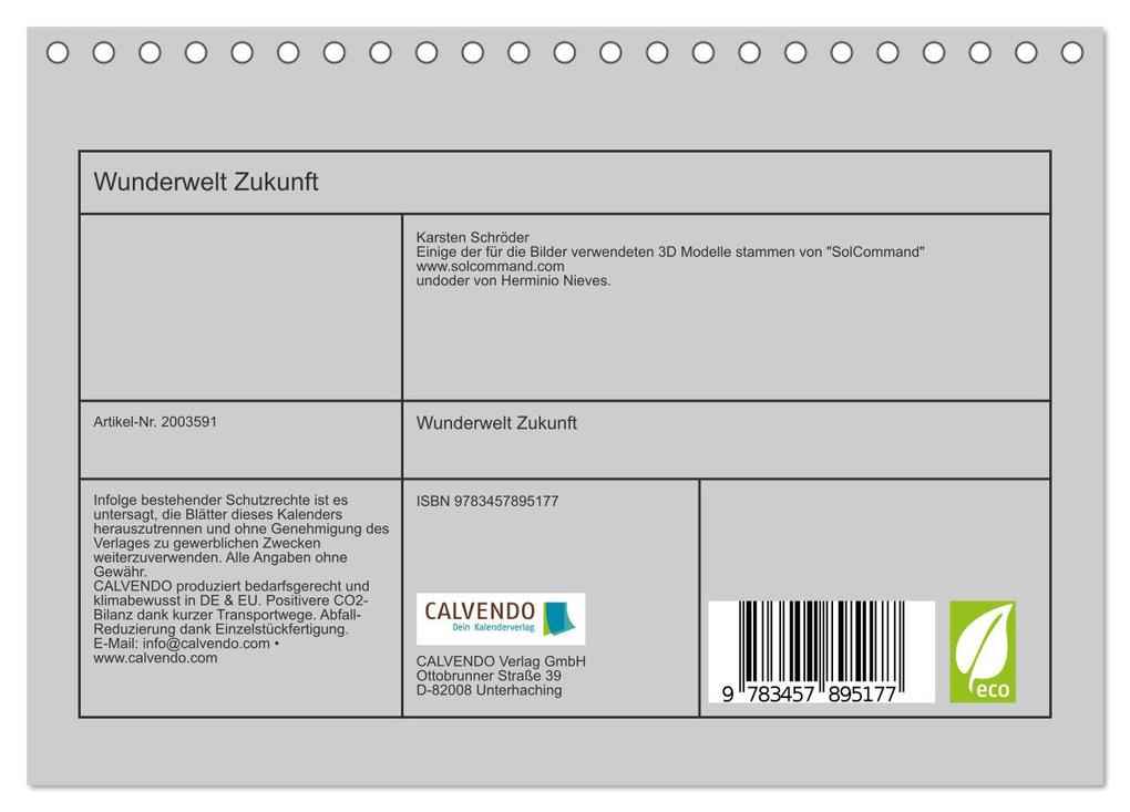 Weitere Ansicht: Wunderwelt Zukunft (Tischkalender 2026 DIN A5 quer), CALVENDO Monatskalender | Karsten Schröder, Calvendo