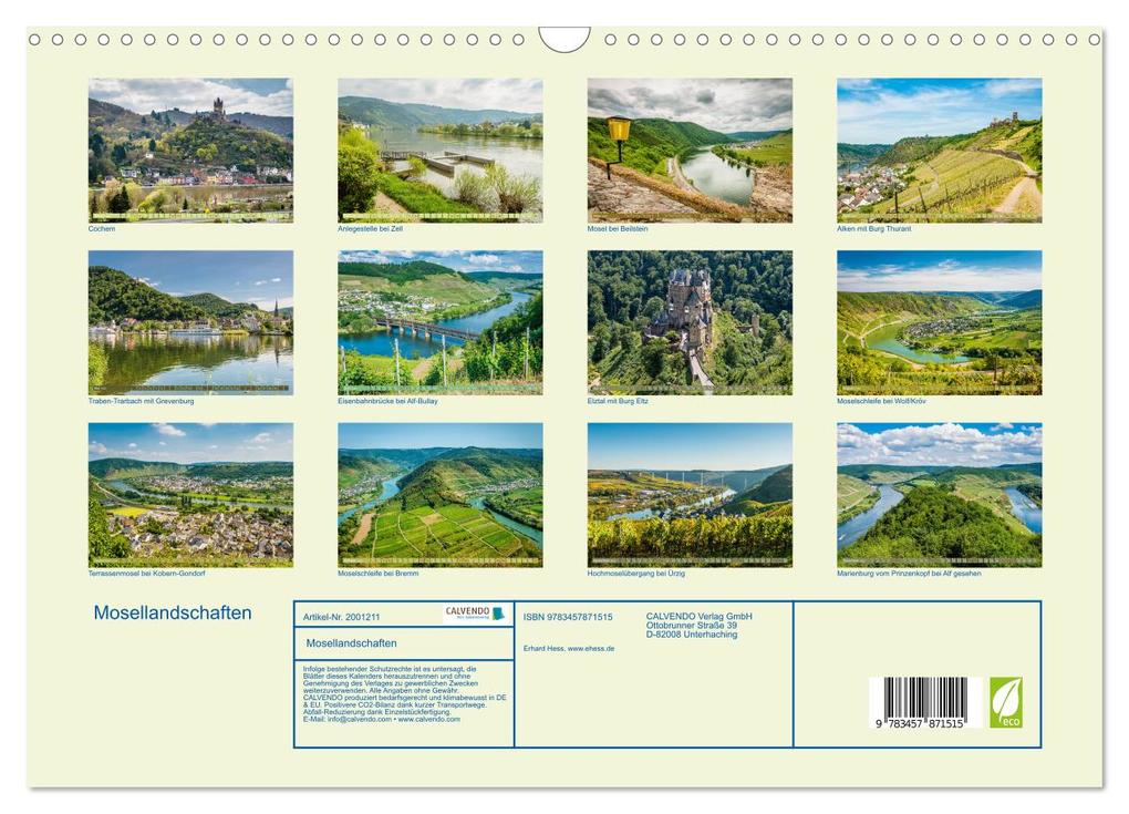 Weitere Ansicht: Mosellandschaften (Wandkalender 2026 DIN A3 quer), CALVENDO Monatskalender | Erhard Hess, Calvendo