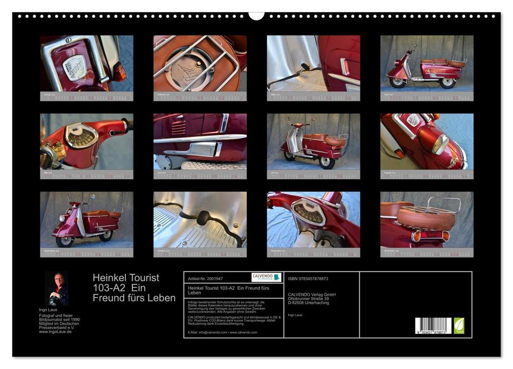Weitere Ansicht: Heinkel Tourist 103-A2 Ein Freund fürs Leben (Wandkalender 2026 DIN A2 quer), CALVENDO Monatskalender | Ingo Laue, Calvendo