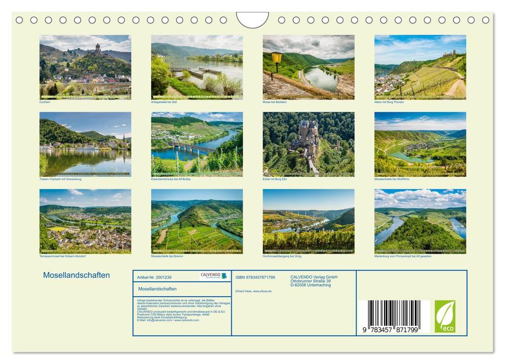 Weitere Ansicht: Mosellandschaften (Wandkalender 2026 DIN A4 quer), CALVENDO Monatskalender | Erhard Hess, Calvendo