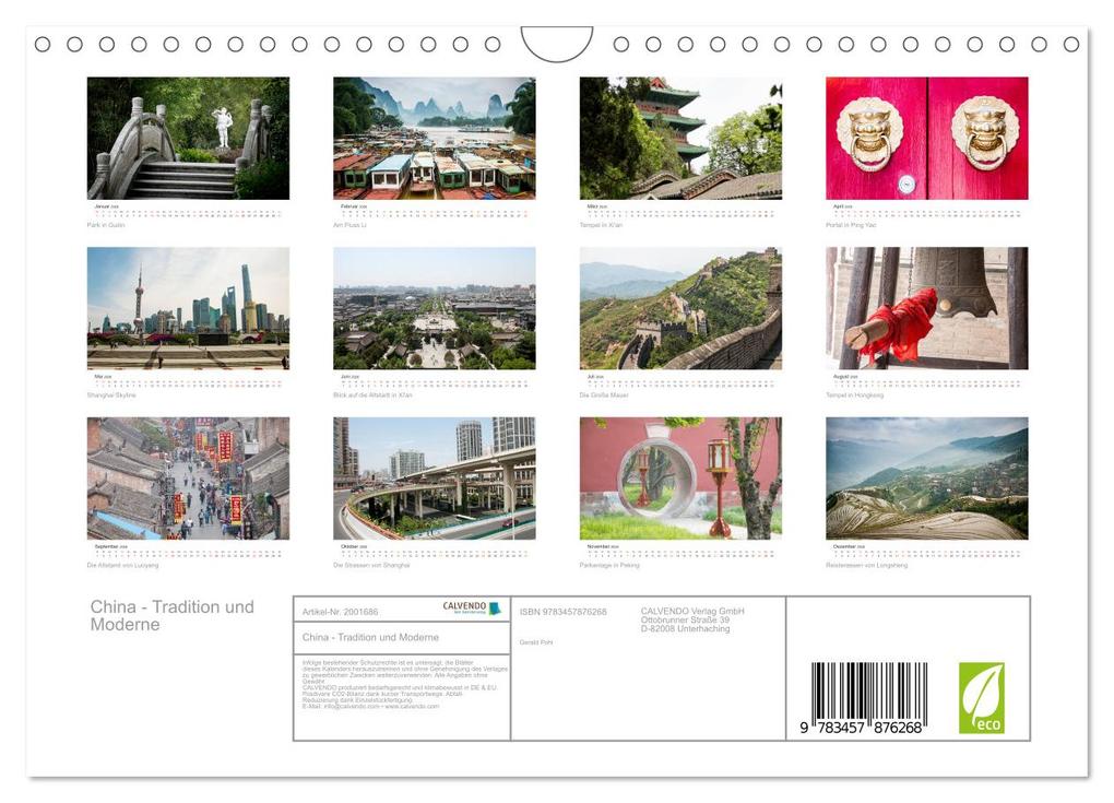Weitere Ansicht: China - Tradition und Moderne (Wandkalender 2026 DIN A4 quer), CALVENDO Monatskalender | Gerald Pohl, Calvendo